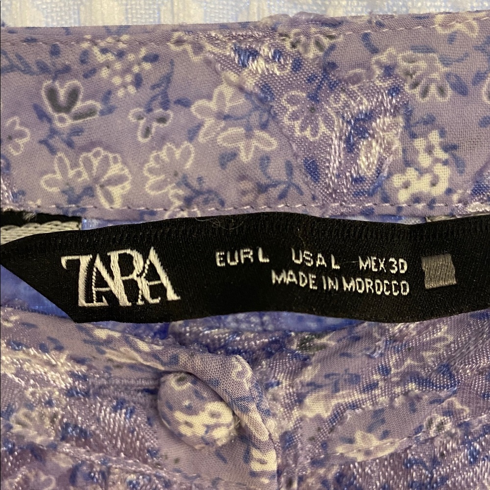 Zara Lavender Floral Ruffle Blouse - Picture 2 of 5
